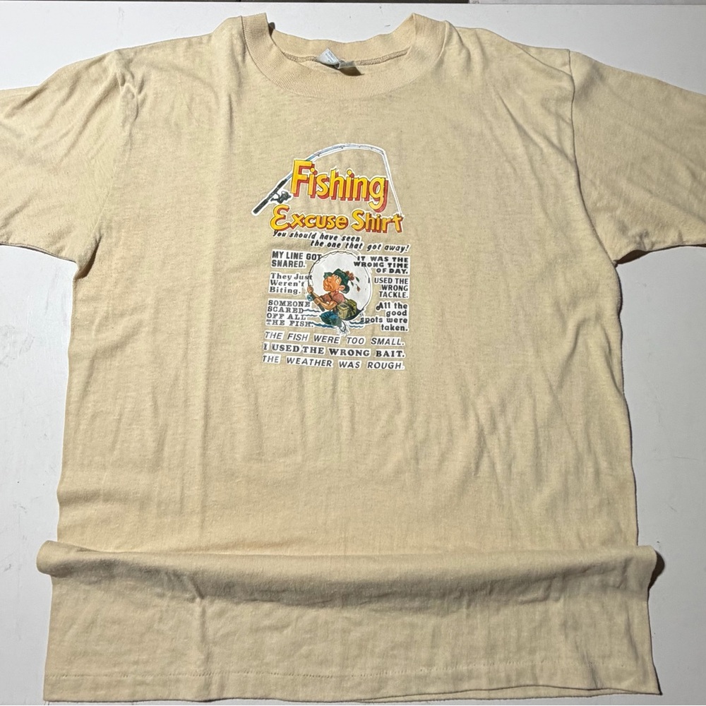 Vintage 80s Fishing Excuse T-Shirt single stitch